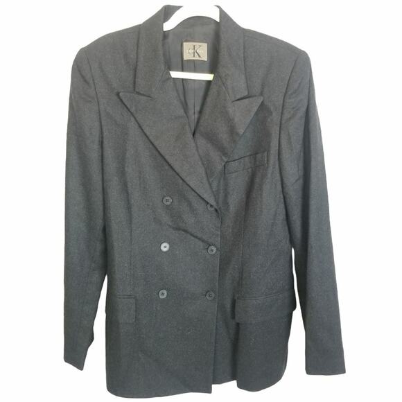 Vintage Calvin Klein Womens Wool Cashmere Blazer Size 14 Classic Dark Academia - Picture 1 of 9